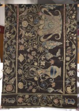 Tapestry. Tapestries. Birds, flowers, coats of arms, fruit; decorative tapestry for manor/home