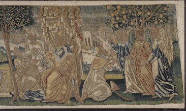 Embroidery with scenes from the history of Abraham, embroidery, Abraham Bible, Sarah Bible, Hagar