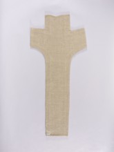 Embroidered Y-shaped chasuble pretext with a depiction of Christ on the cross, surrounded by a
