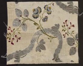 Fabric fragment, fragments of silk fabrics, patterned brocaded silk, 2nd half of the 18th century,