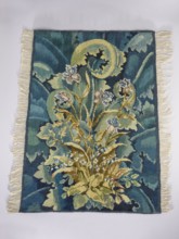 Tapestry coverings, unknown creator; repossession provenance. Design: leaves, birds, fabrics,