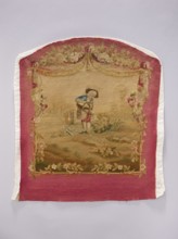 Tapestry covering, creator unknown, provenance, floral ornaments, boys, pastoral scenes; fabrics,