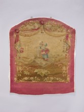 Tapestry covering, provenance, decorative tapestry with flowers, leaves, floral ornaments, girls,