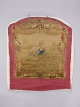 Tapestry covering, provenance, subject: flowers, floral ornaments, dogs, boys, pastoral scenes;