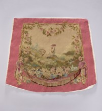Tapestry covering, creator, flowers, leaves, floral ornaments, roosters, boys; decorative fabrics