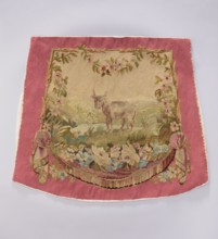 Tapestry covering, creator unknown, provenance, floral ornaments with flowers and leaves; oxen and