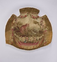 Tapestry armchair seat cover, unknown provenance. Design: flowers, floral ornaments, hares, foxes;