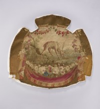 Tapestry covering, provenance, depiction of flowers, floral ornaments, and a deer; decorative