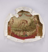 Tapestry covering, provenance, depiction of flowers, floral ornaments, and a deer. Decorative