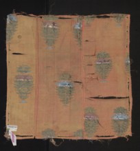 Fabric fragment, silk, origin: Persia Iran, 18th century. Fragment of patterned silk fabric with