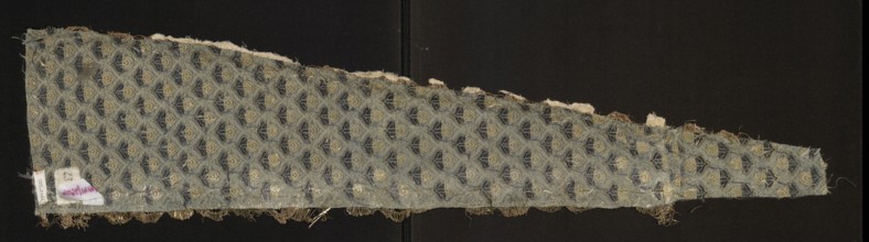 Fragment of a garment, fabrics with a preserved report, silk fabrics, floral patterns, fragments of