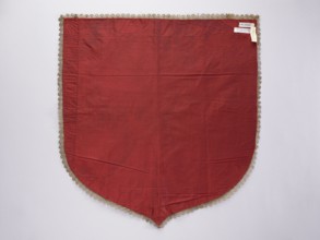 Church cope hood, Liturgical vestment, 18th century, Poland. Embroidery depicting a kneeling St.
