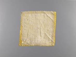 Pall, church paraments, provenance, white pall made of linen, embroidered with white cotton thread.