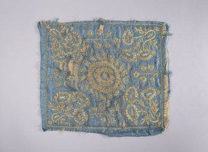 Embroidered vellum, church paraments; flowers, leaves, plant ornaments; sacred art; churches and