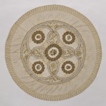 Doily, doilies, decorative fabric, lace, embroidery. Round doily sewn from two pieces of machine