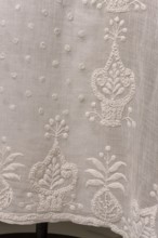 Dress with train, Dress of white muslin, early 19th century, Silesia. High waist, with a long
