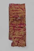 Fabric fragment, fragments of silk fabrics, patterned brocade with preserved selvedge and drawn