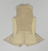 Vest, Floral and plant ornaments on brocaded silk fabric. Predominant ornamental colors: silver,