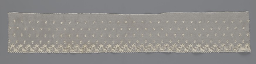 Fragment of lace, lace of unknown origin, floral ornaments, 19th century, Europe, lace, width 13