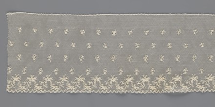 Fragment of lace, lace of unknown origin, floral ornaments, 19th century, Europe, width 13 cm,