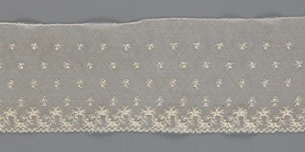 Fragment of lace, floral ornaments, 19th century, Europe, lace, width 13 cm, length 75 cm, A length