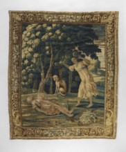 Tapestry, Mythological scene: in the center foreground Endymion lies on the ground with a staff