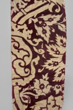 Fabric fragment, silk fabrics, fragments of patterned silk, chiseled velvet, Turkish fabric. Beige