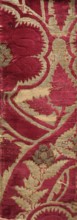 Fabric fragment, chiseled velvet with plant ornament, patterned fabrics. Rectangular fragment of