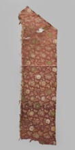 Fabric fragment, 17th century, Italy, warp-woven satin background with pale red silk warp and two