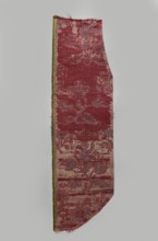 Fragment of fabric, silks, brocade, floral and plant patterns, double-warp brocade. On a white and