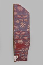 Fragment of fabric, silks, patterned brocade with floral and plant motifs, double-warp brocade. On