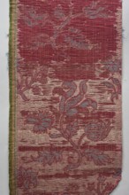 Fragment of fabric, fabrics, silks, fabric with preserved selvedge, patterned brocade, floral and
