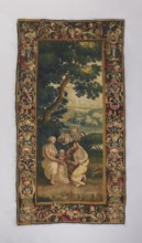 Figural tapestry, flowers, floral ornaments, Dionysus mythology, mythological scenes, mythological