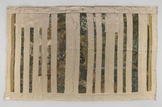 Tapestry — verdure; unidentified maker;, noted; flowers, floral ornaments, roosters, birds,