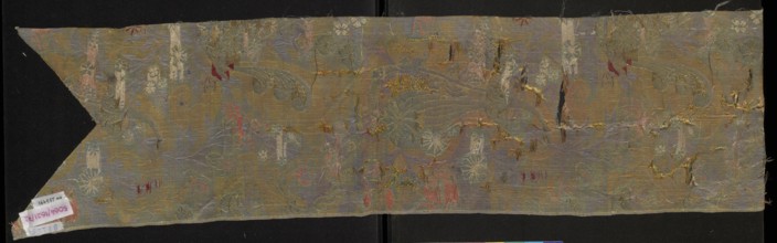 Fabric fragment, origin unknown, early 18th century, France. Fragment cut in the form of a chasuble