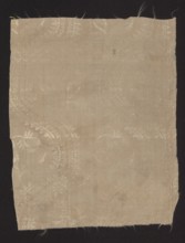 Fragment of silk fabric, damask with plain weave background and a lisere pattern, floral pattern,