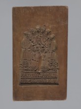 Double-sided gingerbread mould. Obverse: group of figures—two women and a child; rectangular form;