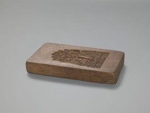 Double-sided gingerbread mould; obverse: group of figures — two women and a child; reverse: group