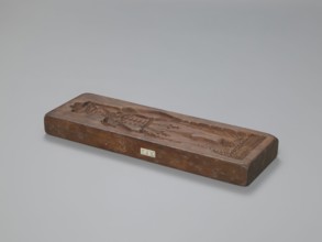Double-sided gingerbread mould. Side A: image of a soldier; Side B: baby in swaddling clothes.,