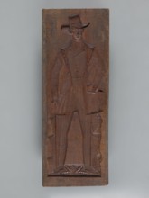 Double-sided gingerbread mould. Side A: figure of a lady; Side B: figure of a bachelor. Woodcarver