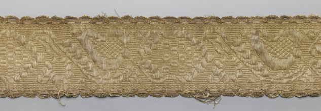 Gallon, gallons haberdashery, origin unknown, plant ornaments, 19th century, Lithuania, fabric,