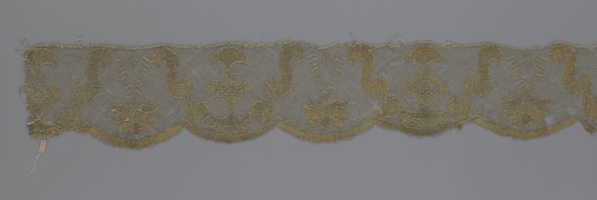 Lace fragment attributed to Kublicki Piottuch or Alfred 1861–1945. Lace strip finished with flat,