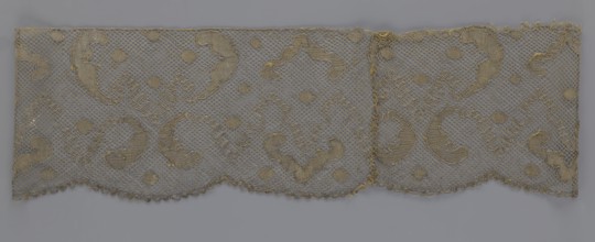 Lace fragment, lace, 18th century, Europe, fabric, width 20 cm, length 120 cm, The image shows a
