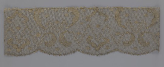 Lace fragment, lace, 18th century, Europe, fabric, width 20 cm, length 120 cm, A rectangular piece