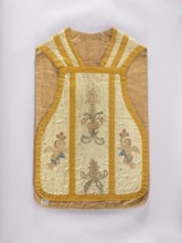 Chasuble, Liturgical vestment, 18th century, Poland. Front column embroidered with stylized flowers