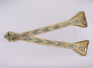 Stole, church paraments; features flowers, leaves, crosses; liturgical vestment with plant