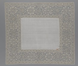 Doily, geometric ornaments, rosettes ornament, doily with smooth center. Edge made of white linen