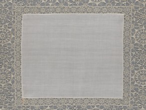 Doily, geometric ornaments; rosettes ornament; doilies. Smooth center. Edge made of white linen