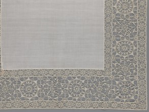 Doily, geometric ornaments, rosettes ornament, doilies. Smooth center. Edge made of white linen