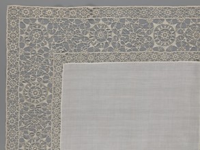 Doily, geometric ornaments; rosettes ornament; doilies; smooth center. Edge made of white linen